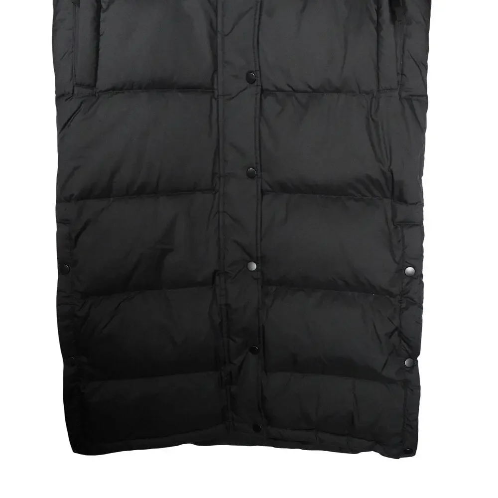EUC Quince Women's Small Responsible Down Long Puffer Jacket Hooded Black Preppy